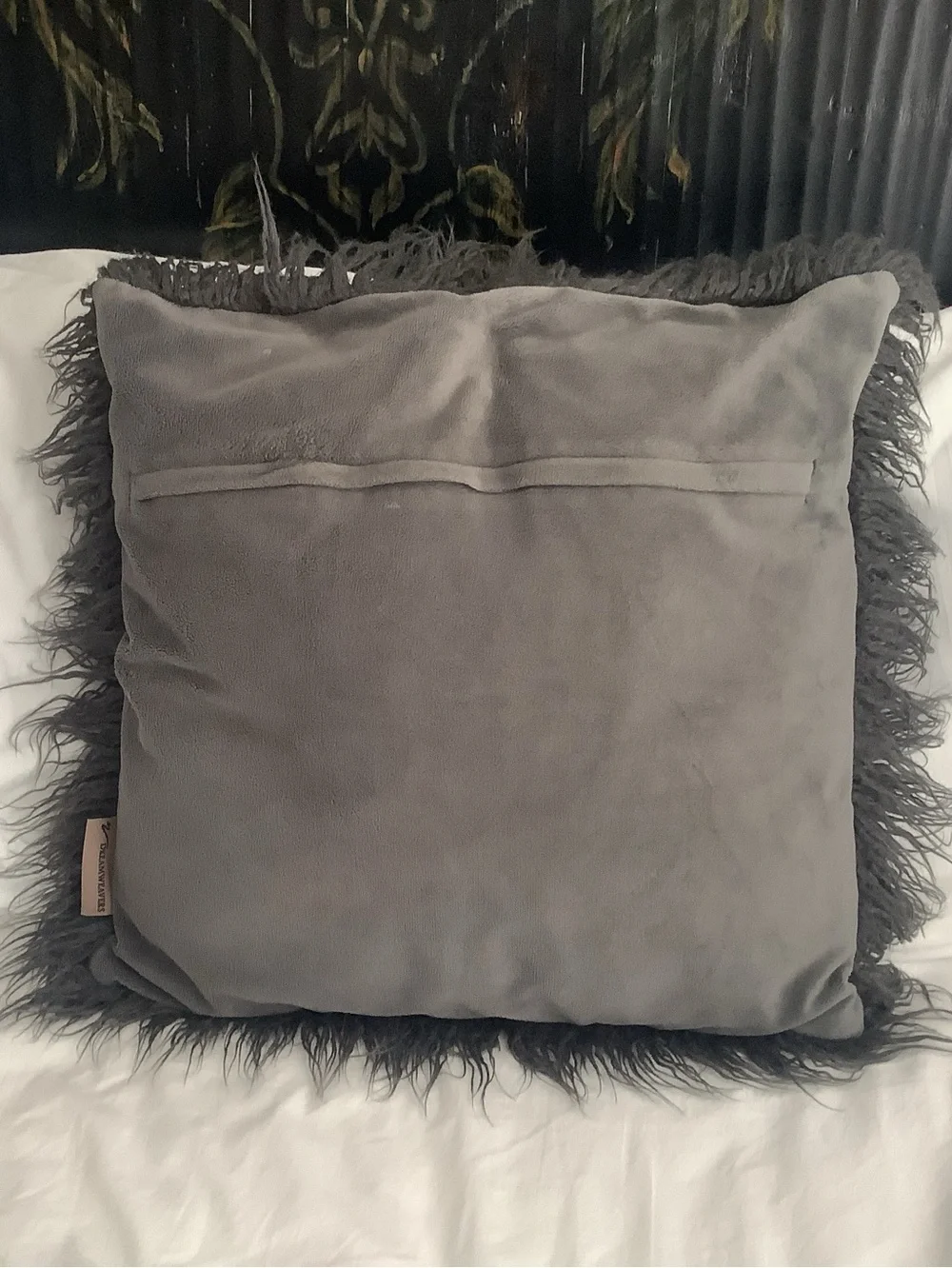 Dreamweavers Gray Faux Fur Decorative Throw Pillow